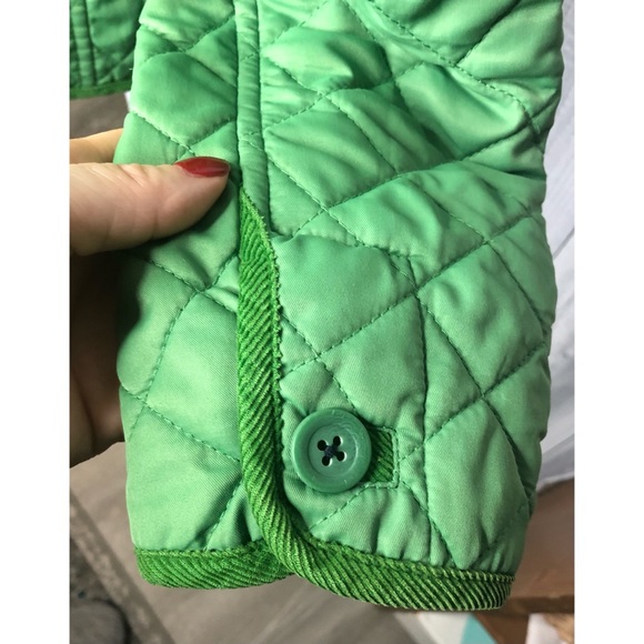 Boden Quilted Button Down Jacket Corduroy Trim Green Sz 6 - Picture 9 of 12